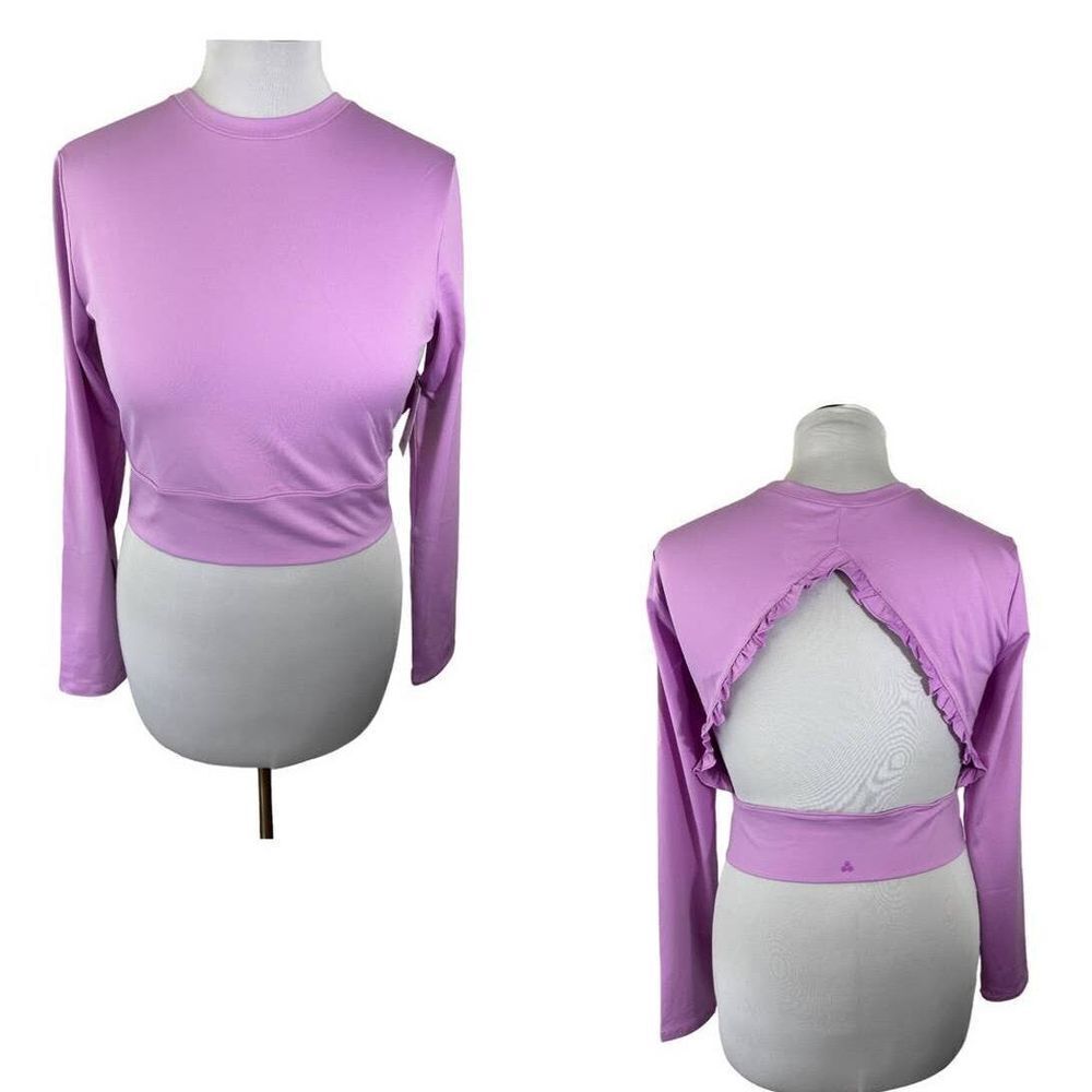 Tek Gear SZ L Women's NWT Ruffle Cut Out‎ Long Sleeve Lavender Purple Top